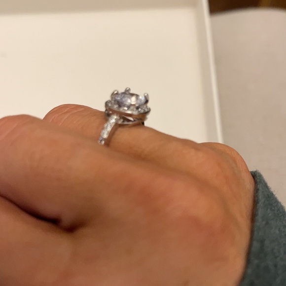 .925 Sterling Silver Diamond Cubic Zirconia Engagement Ring - Picture 2 of 3